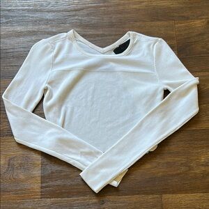 Cream Fitted Blouse with Full-Length Sleeves